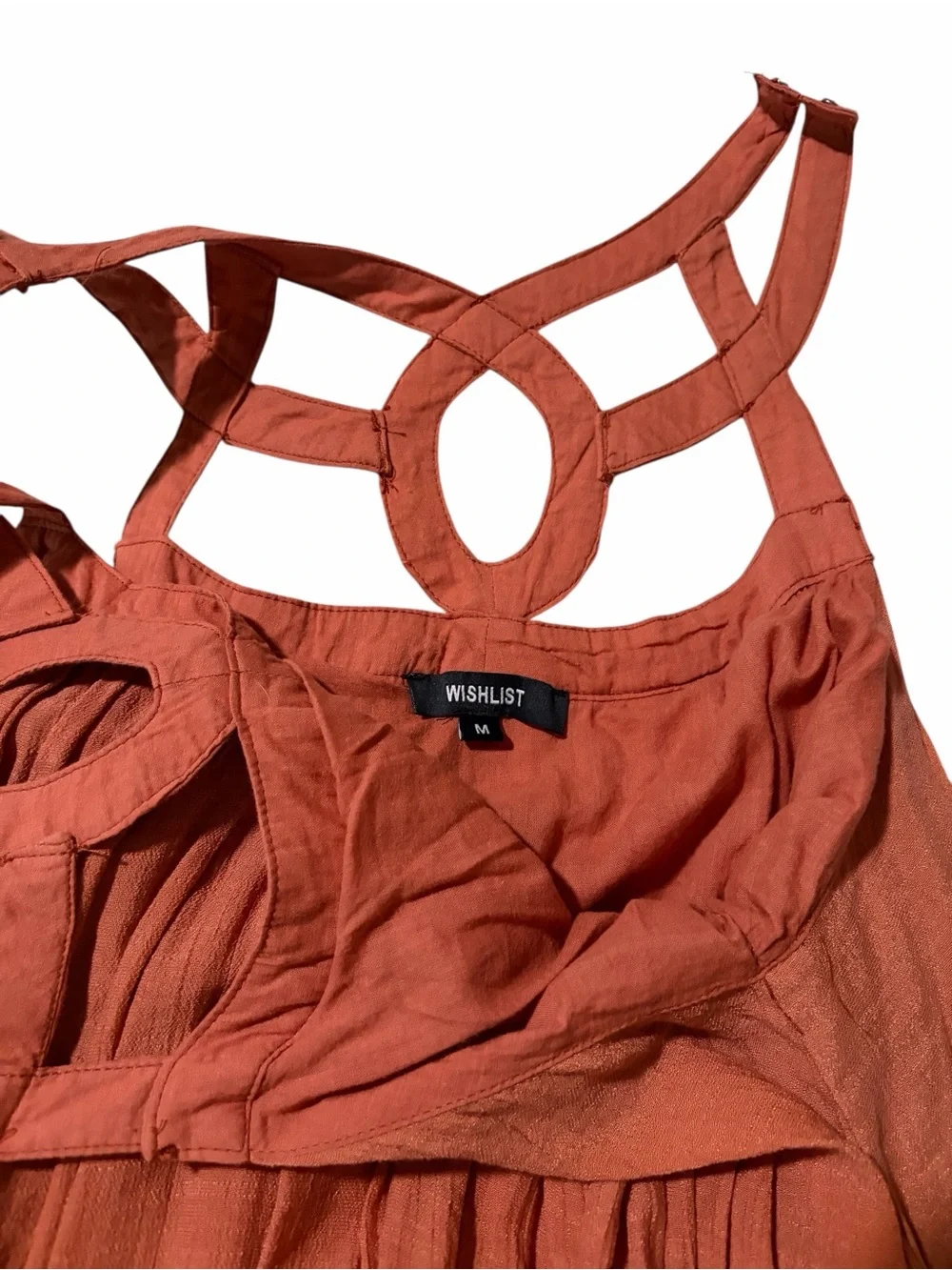Boho Rust Maxi Dress with Self-Tie Waist‎